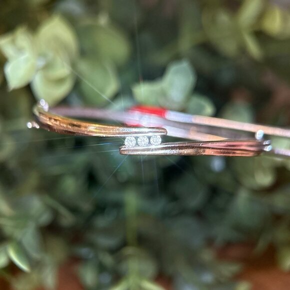 10K Two-Tone Gold Diamond Bangle Bracelet - Picture 4 of 12